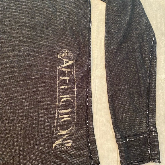 Affliction Mens Distressed Grunge Sweater- 2XL Reversible Dark vs Light Gray - Picture 6 of 12